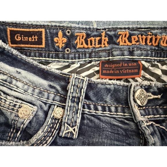 Rock Revival Ginett Boot Cut Denim Jeans Embellished Pockets Women's 28 - Picture 9 of 10